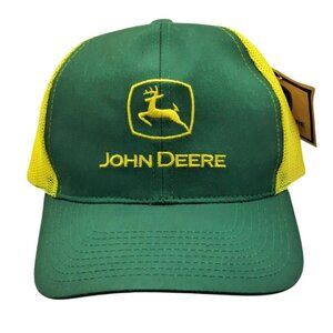 John Deere Trucker Hat Adjustable Snapback Green Yellow Logo Mesh MPC Farmer Cap